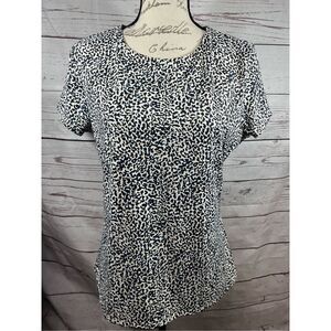 Express XL brown/black/blue and tan short sleeve‎ blouse - 2336